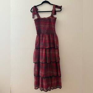 Vici Red Plaid Maxi Dress